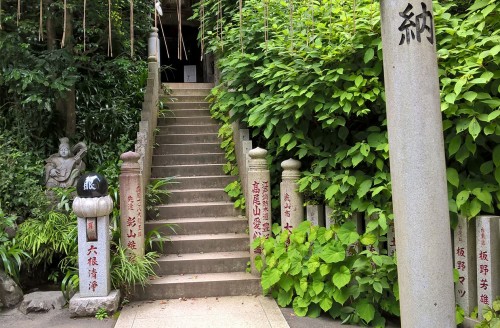 Escaliers menant au temple Yakuo-in au mont Takao