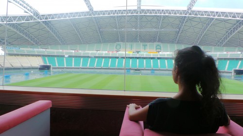 Fauteuil impérial au stade « Ōita Bank Dome » qui accueillera la coupe du monde de rugby au Japon de 2019 sur l'île de Kyushu