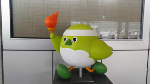 Meijiron, mascotte du stade « Ōita Bank Dome » qui accueillera la coupe du monde de rugby au Japon de 2019 sur l'île de Kyushu