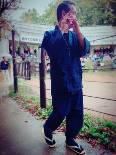 Flûtiste qui ouvre les combats de taureaux à Yamakoshi, préfecture de Niigata, Japon.