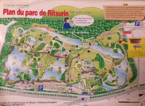 Carte en français du jardin Ritsurin de Takamatsu, trésor National du Japon.