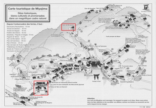 Carte touristique de Miyajima, Japon.