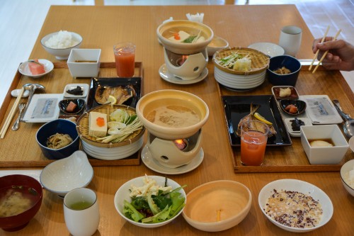 Le ryokan Mifuneyama Kanko Hotel à Takeo Onsen dans la prefecture de Saga avec le petit déjeuner