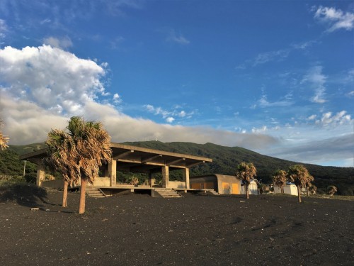 Oshima, Pacifique, île de Tokyo, cratère, Mihara, plage, sable noir