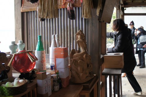 Chikubu-shima, Hikone, île sacrée, lac Biwa, Shiga, Jet de Kawarake