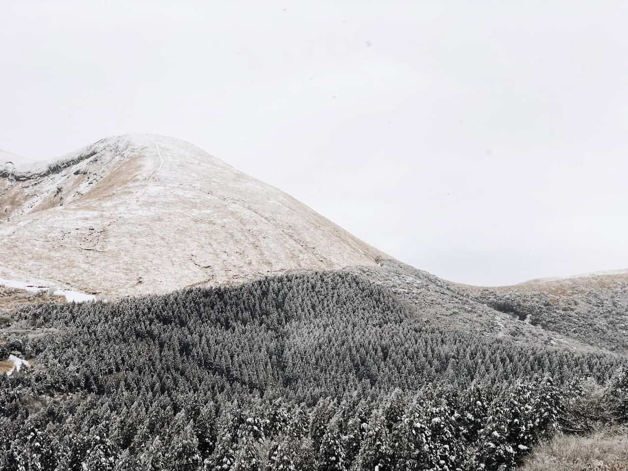 Mont Aso, neige, Kumamoto, Japon, Kusasenri, mont Eboshi