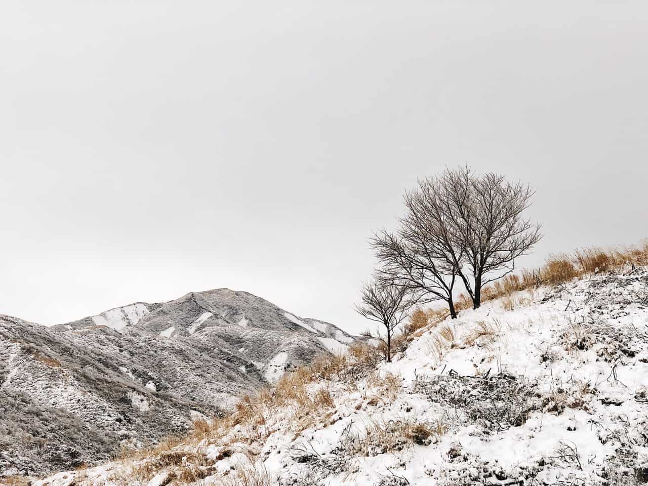 Mont Aso, neige, Kumamoto, Japon, Kusasenri, mont Eboshi