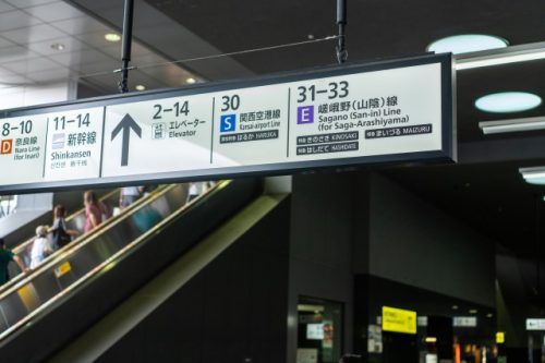 Panneaux en gare de Kyoto pour se rendre à Takahama, Fukui,Japon