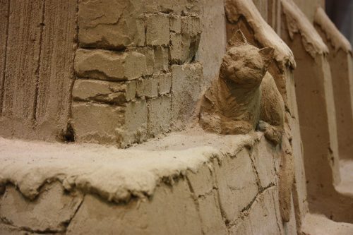 Détails d'une sculpture au Musée du sable de Tottori, préfecture de Tottori, Japon