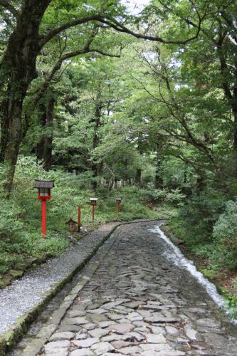 Chemin pavé au pied du Mt Daisen, préfecture de Tottori, Japon