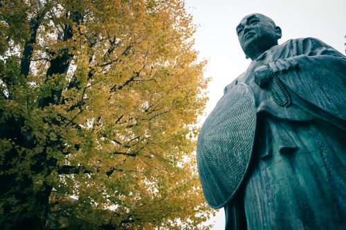Temple Hongwanji Sakai Betsuin, qui joua un rôle dans la vie de Akiko Yosano, poétesse originaire de Sakai, Osaka, région de Kinki, Japon