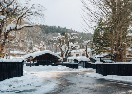 L'ancien quartier des samouraïs sous la neige à Kakunodate, Senboku, Akita, Japon