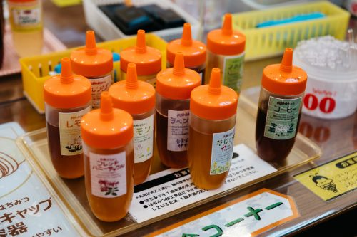 Miel de montagne local dans la boutique Yama no Hachimitsuya, Tazawako, Akita, Japon