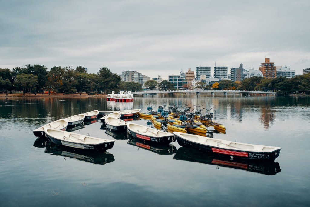 bâteaux sur le lac du parc Ohori