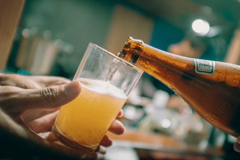 bière artisanale dans le yatai heureux8 à Fukuoka