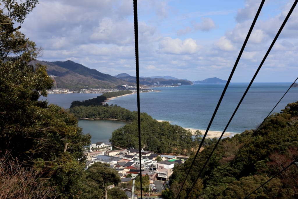 Le télésiège qui monte juqu'au amanohashidate viewland pour observer la mer du Japon