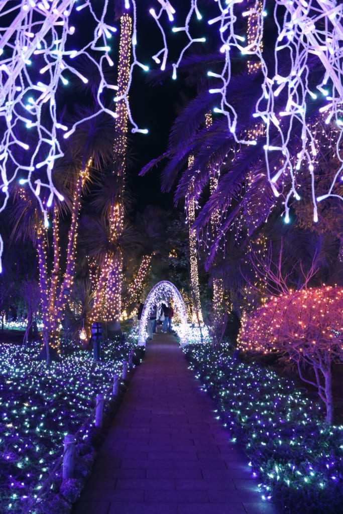un jardin éclairé durant le shonan no hoseki