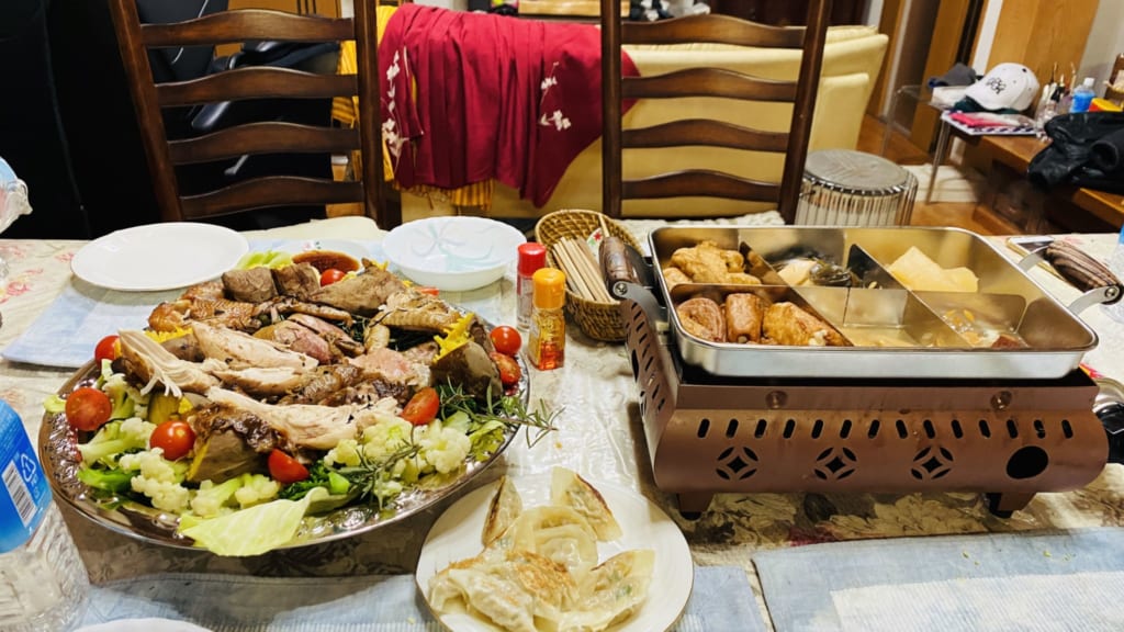 un délicieux dîner lors de mon séjour à la ferme