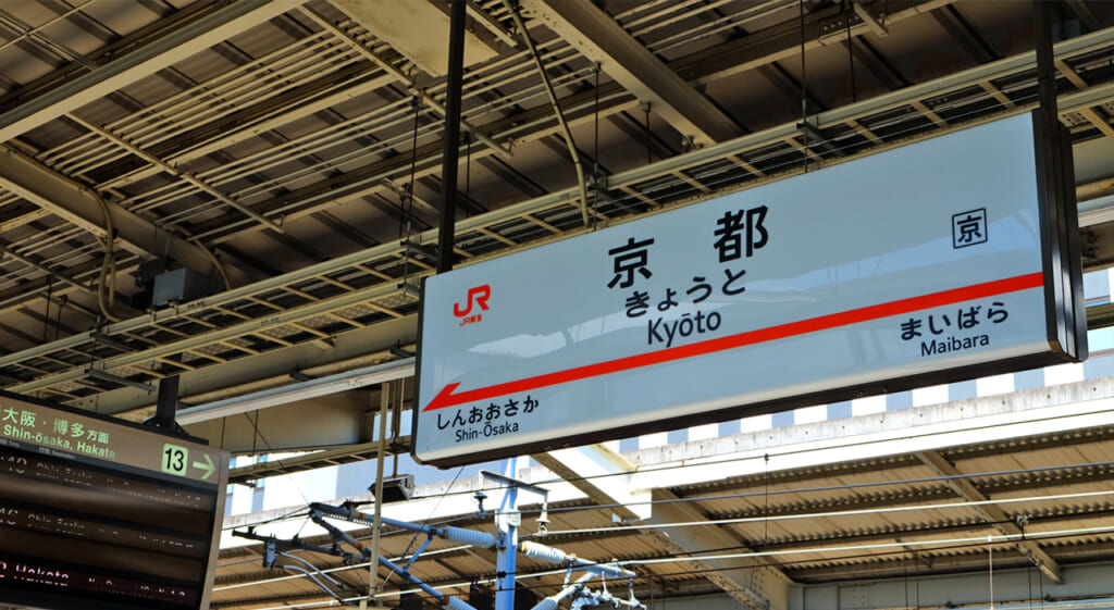 Sur le quai de la gare de Kyoto, avec son Japan Rail Pass