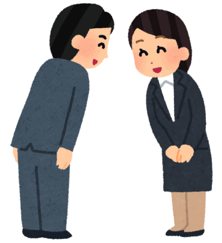 Deux collègues japonaises se saluant