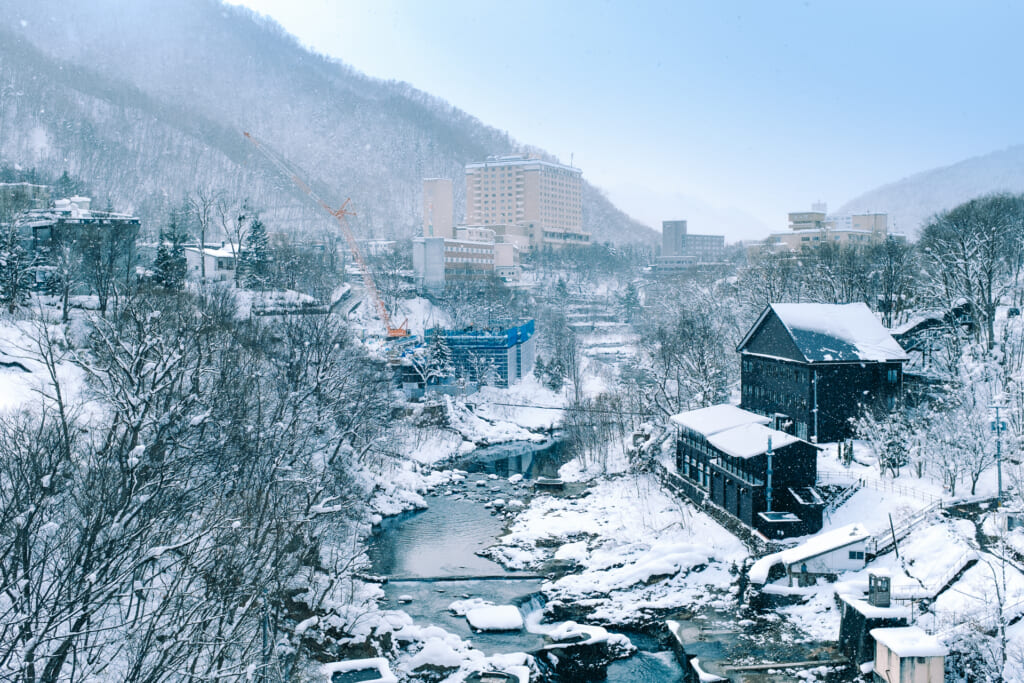 Le village thermal de Jozankei en hiver