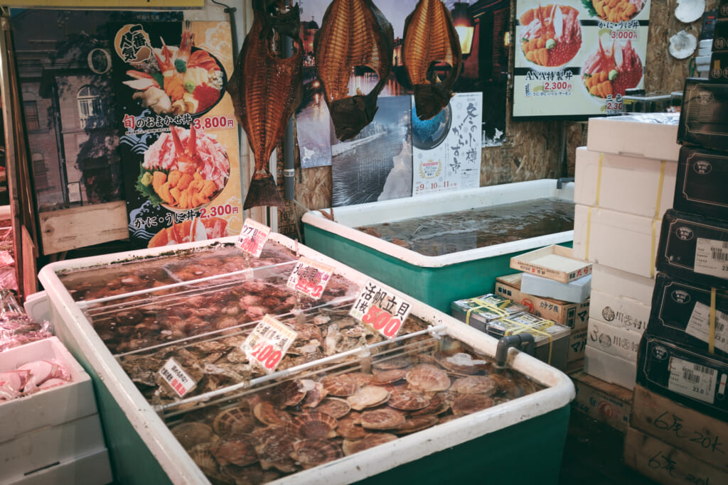 Marché au poisson à Otaru, sur l'île de Hokkaido