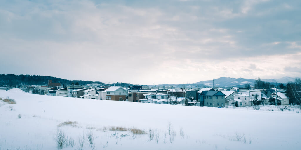 Paysage enneigé d'Asahikawa, une ville d'Hokkaido
