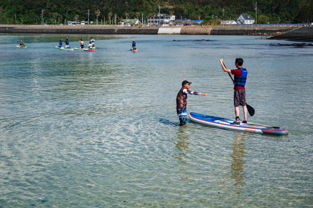 leçon de sup (stand up paddle) au Japon