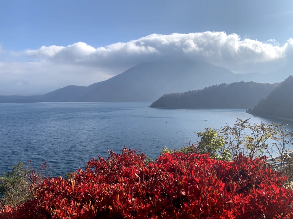 mont Fuji depuis le lac motosu sur l'île de Honshu au Japon