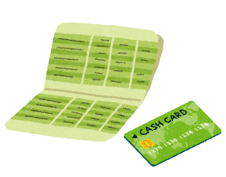 Carnet de compte et carte de retrait