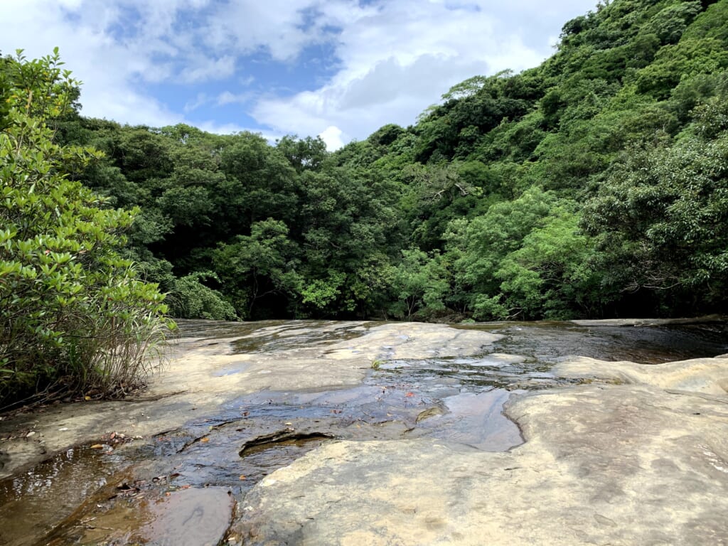 Plateau de roche au sommet des cascades à Iriomote