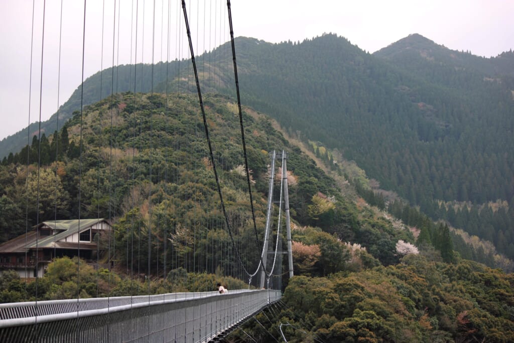Vue depuis le pont suspendu de Teruha, au Japon
