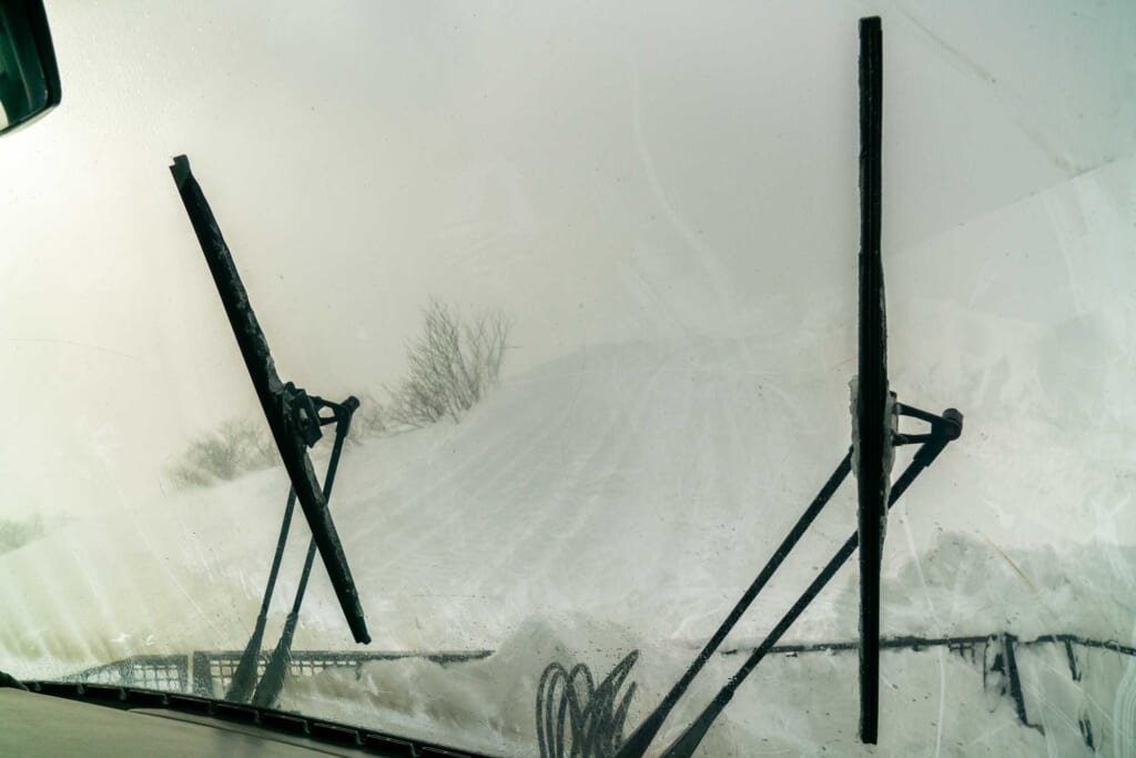 Vue depuis l'intérieur d'une autoneige