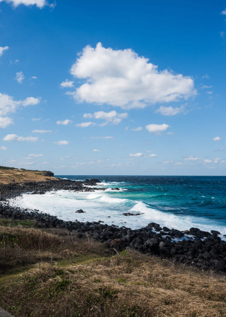 écume des vagues sur une côte rocheuse