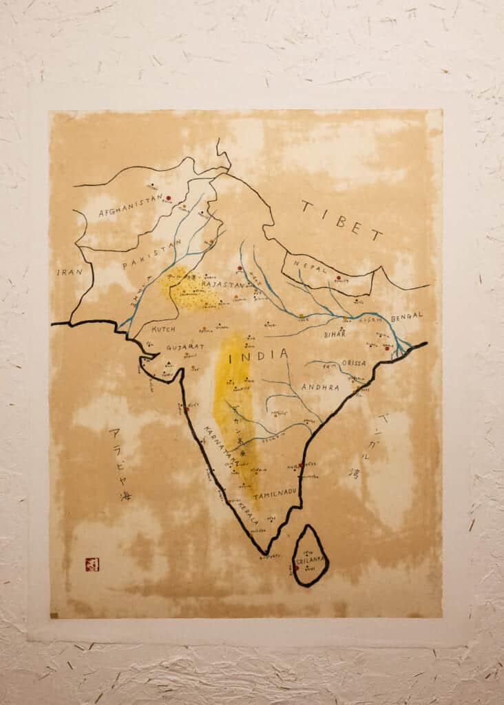 Une carte de l'Inde dessinée par l'artiste japonaise Akino Fuku