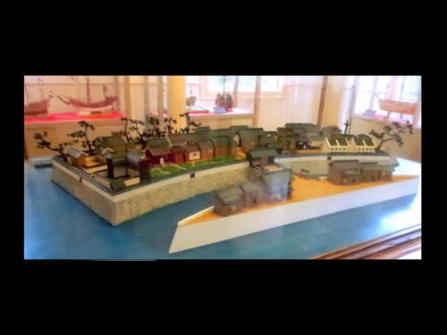 Maqueta de la isla de Dejima, en Nagasaki (Japón).