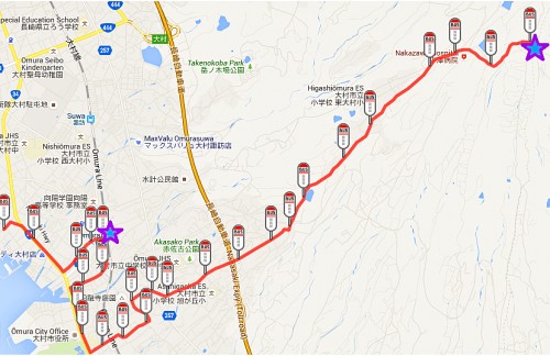 Ruta del autobús local para llegar al parque de azaleas 