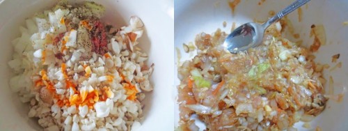 Preparación de unas gyozas japonesas halal caseras