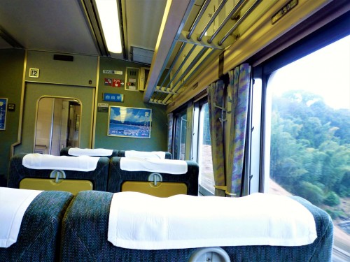 Interior del tren Odoriko en Shizuoka.