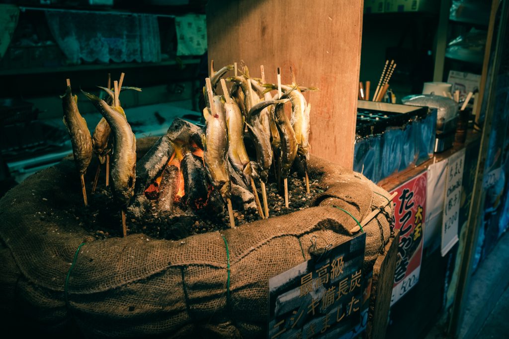 Pescado a la parrilla en Osaka