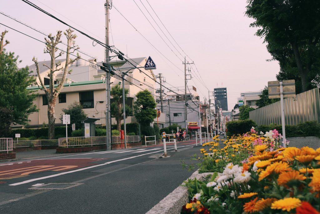 Flores en el barrio de Nakano