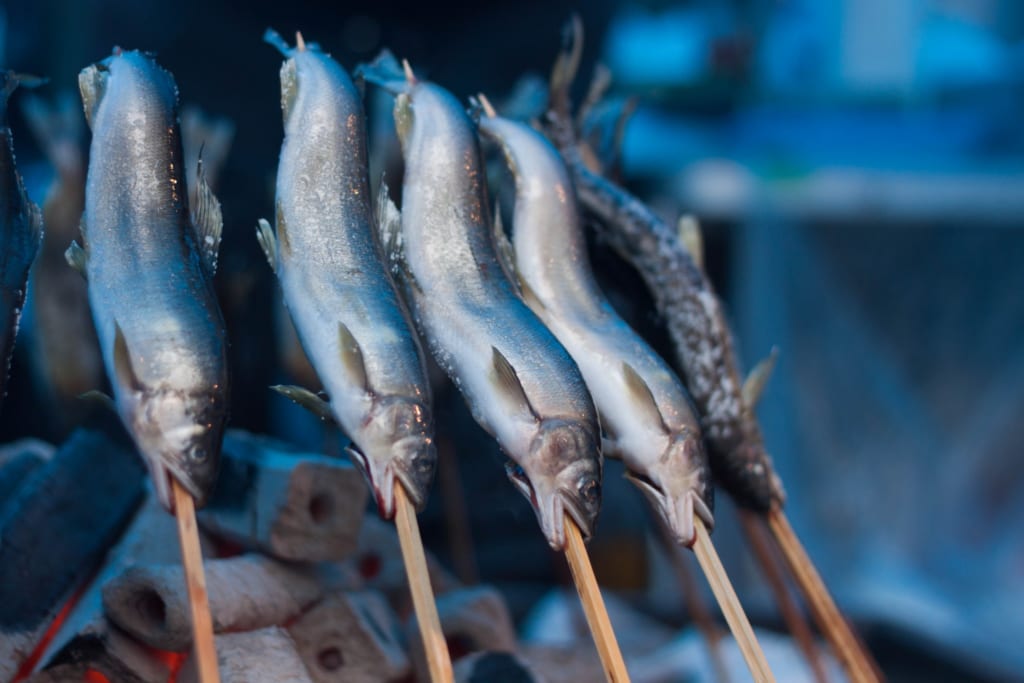 Comida en el Secchu Hanamizuiwai Festival, Uonuma, Japón