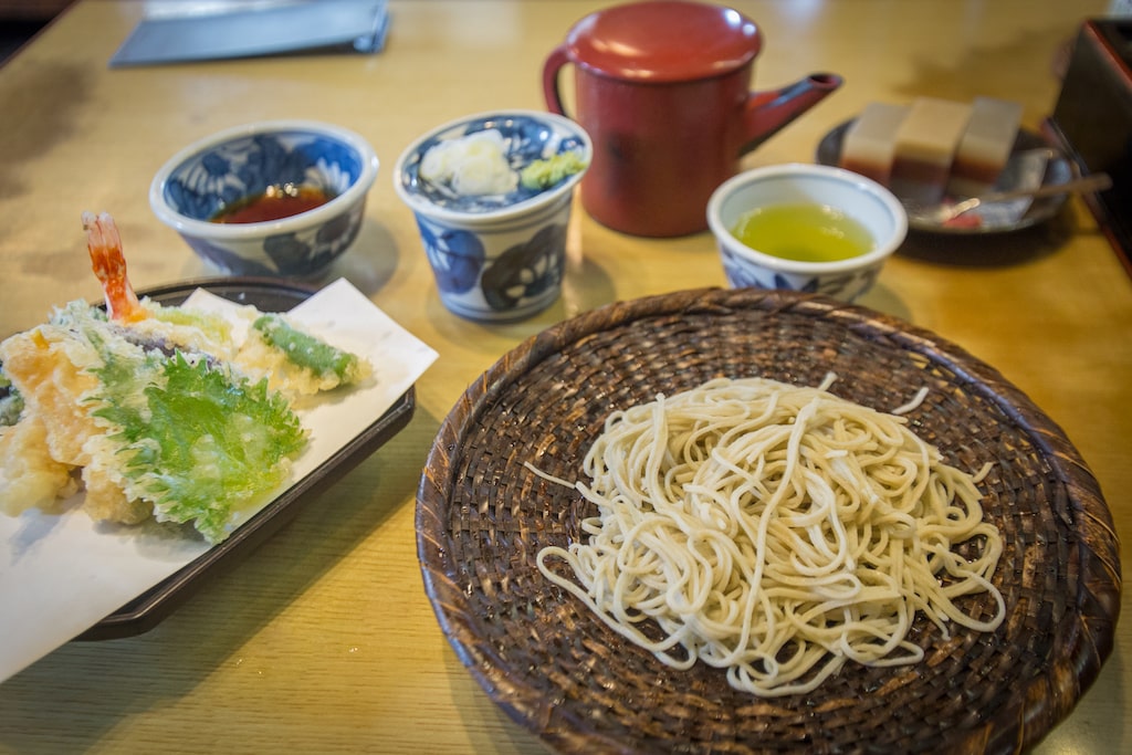 Menu de soba en el restaurante Yusui