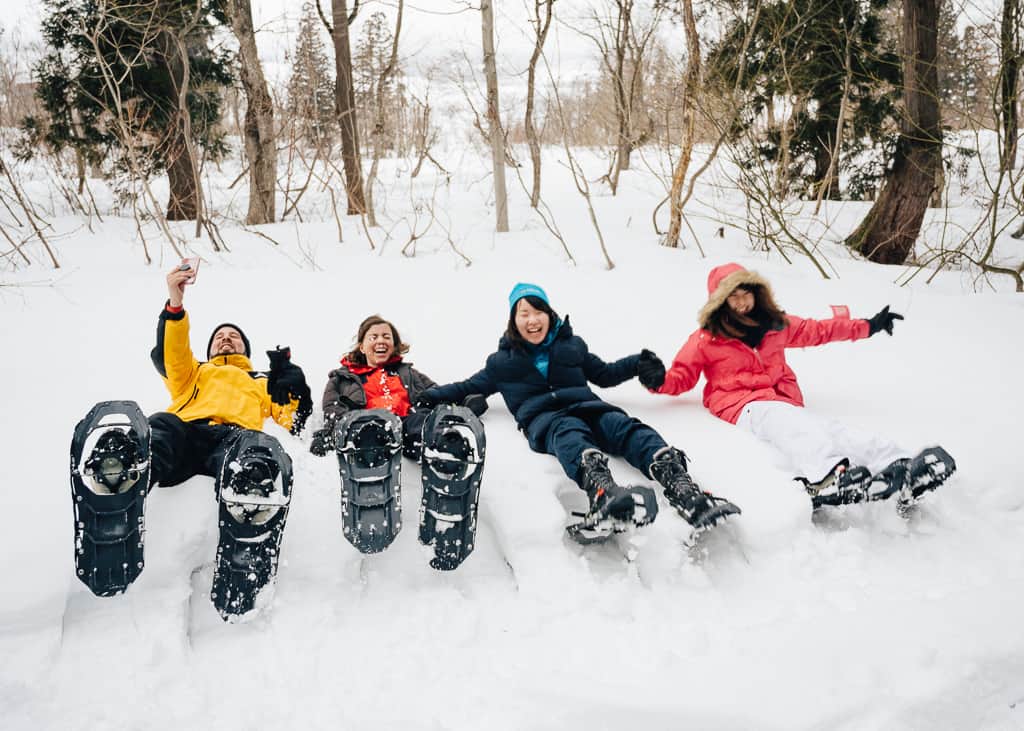 Cayendo encima de la nieve