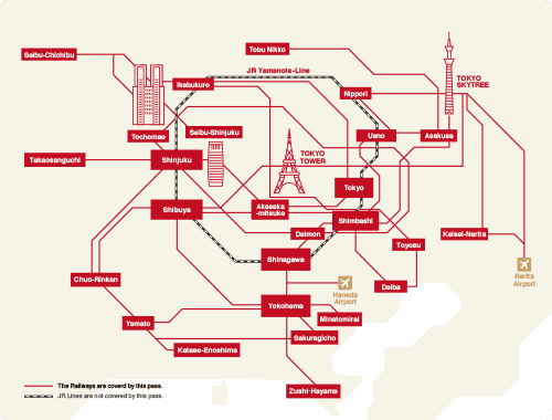 Mapa de Tokio donde se incluye el pase con descuento