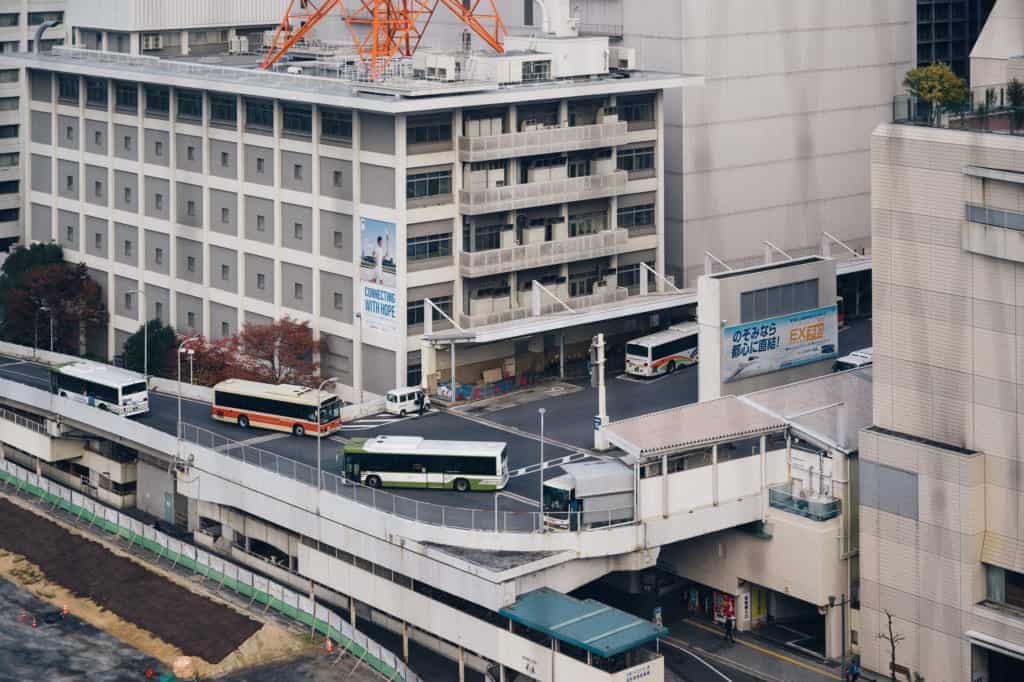 La terminal de autobuses en Hiroshima