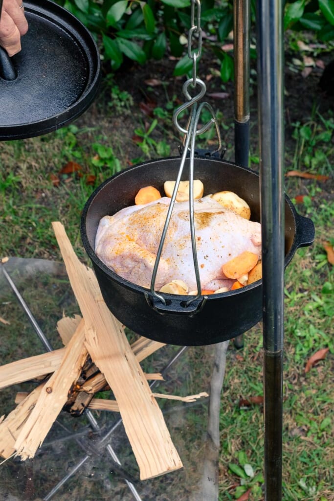 Comida en un camping japonés