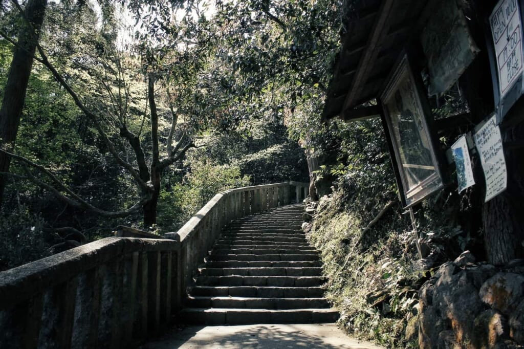 Las escaleras que llegan hasta el templo Daihikaku Senkoji