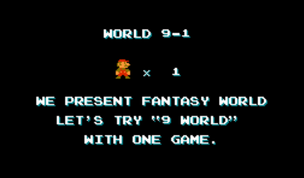 Pantalla en inglés del videojuego retro del Mario Bross