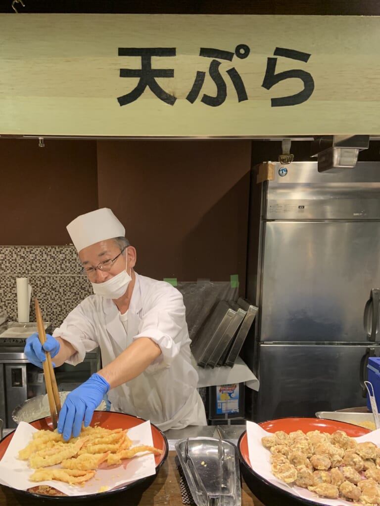 Tempura en el Urabandai Lake Resort